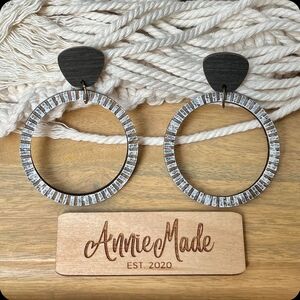 AnnieMade Circular Earrings with Black and Silver Accents